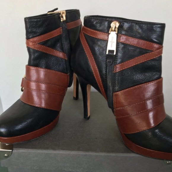 Cole Haan Black & Brown Platform Stiletto Heels - Picture 3 of 9